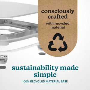 White | sustainability made simple
100% RECYCLED MATERIAL BASE