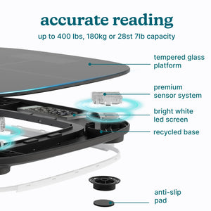 Black | accurate reading up to 400 lbs, 180kg or 28st 7lb capacity