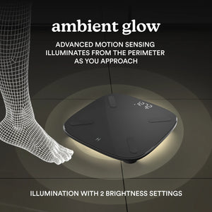 Black | ambient glow, ADVANCED MOTION SENSING ILLUMINATES FROM THE PERIMETER AS YOU APPROACH