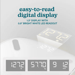White | easy-to-read digital display
1.3
