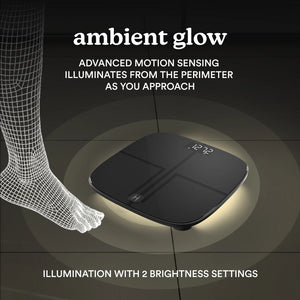 Black | ambient glow, ADVANCED MOTION SENSING ILLUMINATES FROM THE PERIMETER AS YOU APPROACH