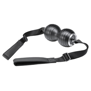 Angled view of the Homedics Double-Barrel Total Body Massager with straps