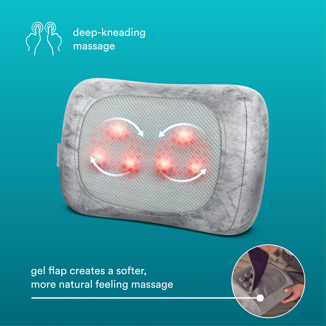 Image illustrating the deep-kneading massage function of the HoMedics Contoured Gel Massage Pillow.