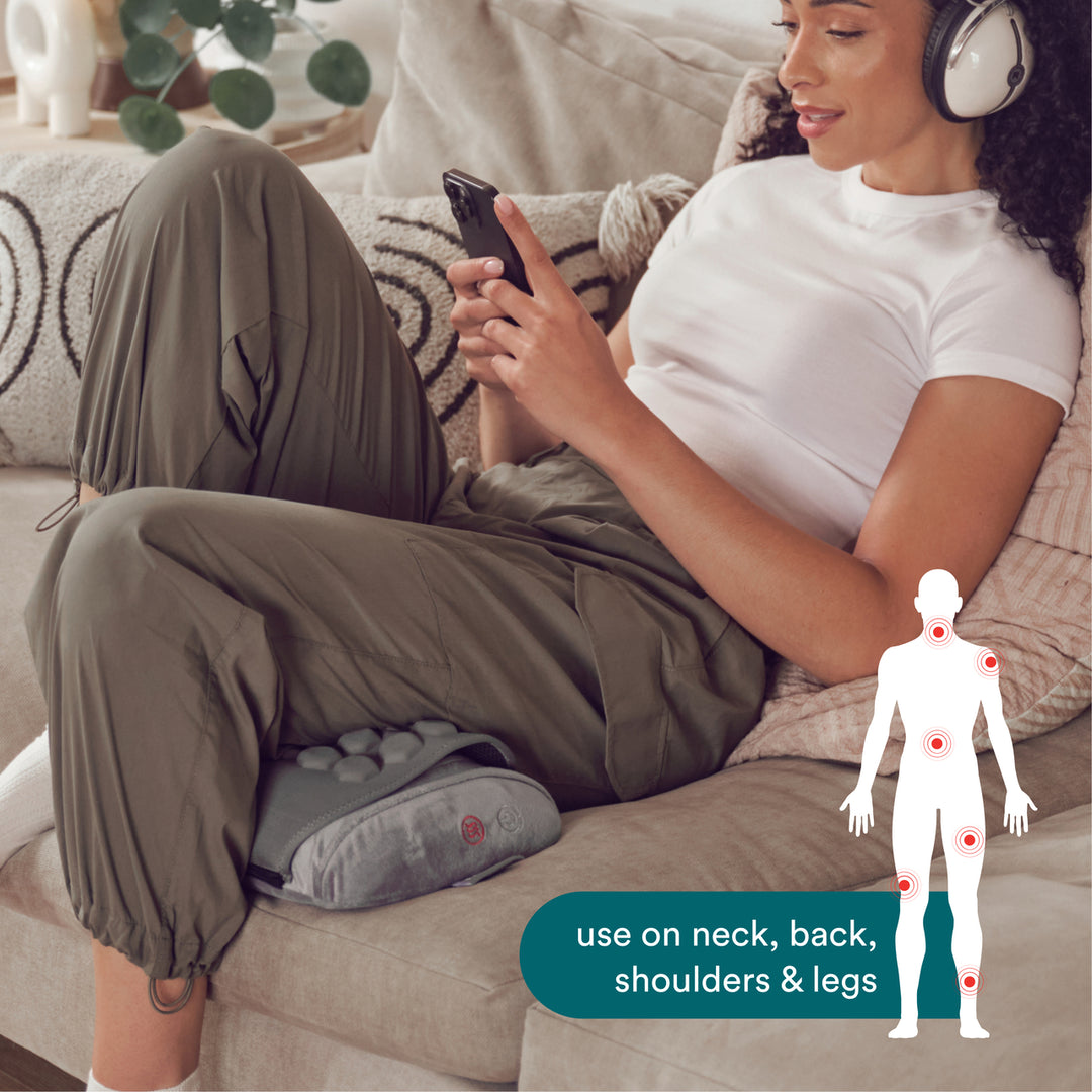 Close-up of the massage nodes designed for pain relief in the HoMedics Contoured Gel Massage Pillow.