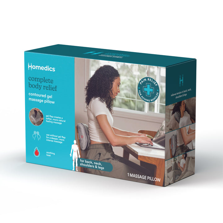 Packaging view of the HoMedics Contoured Gel Massage Pillow.