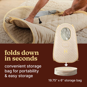 image shows SaunaZen Portable Steam Sauna shows portability