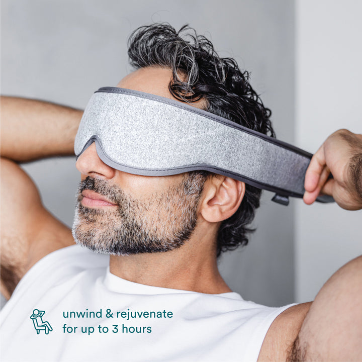 Image shows with Homedics® Eye Massager with Heat you can unwind & rejuvenate for up to 3 hours