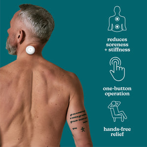 reduces soreness + stifiness, one-button operation, hands-free relief