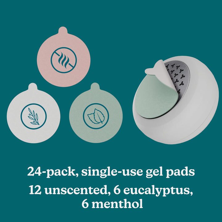 24-pack, single-use gel pads 12 unscented, 6 eucalyptus,6 menthol