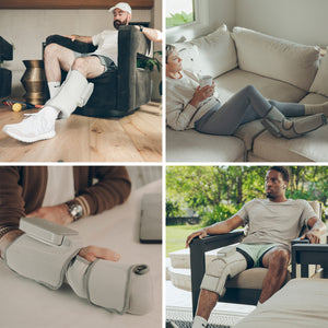Images showing Homedics® Modulair compression system universal controller can be used in all Modulair Compression System: Calf Wrap, Foot Wrap, Wrist Wrap, Knee Wrap.
