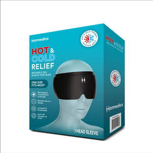 Packaged box of Homedics Hot and Cold Relief Gel Head Sleeve