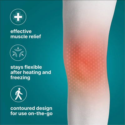Feature image for Homedics Hot and Cold Relief Gel Ankle Sleeve, highlighting, that the product provides effective muscle relief, stays flexible after heating and freezing, has contoured design for use on-the- go