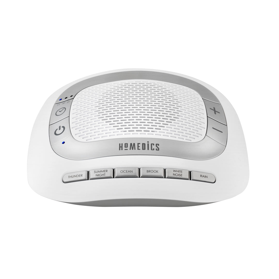 ultra portable design, auto-off timer, volume control, 6 soothing sounds