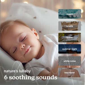 6 soothing sounds- ocean, cradle, brook, summer night, white noise, heartbeat