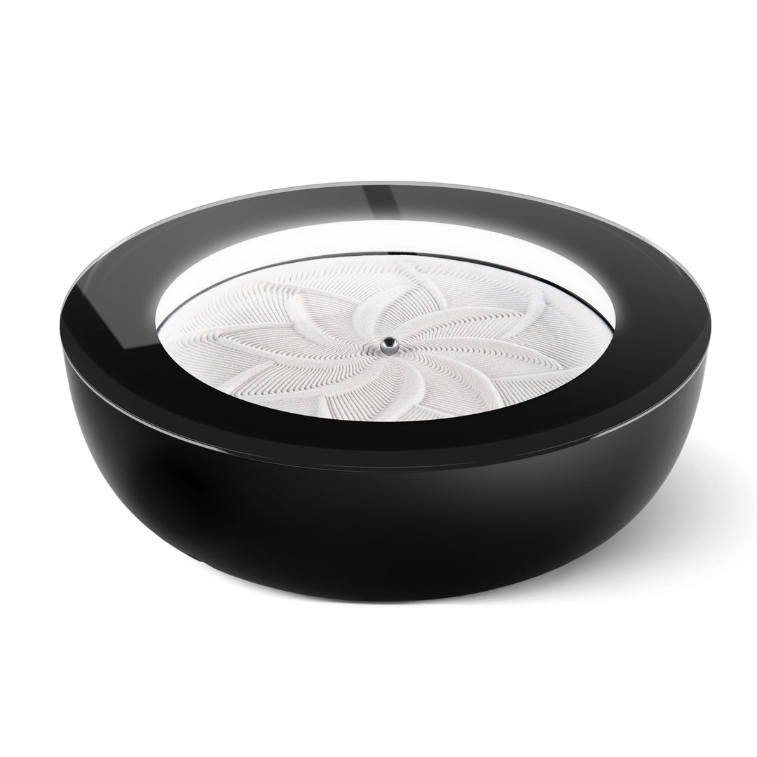 Black | Angled view of the 21" Homedics drift sandscape sand table in black