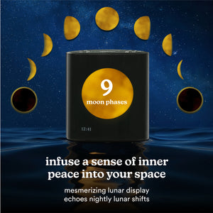 Image showing mesmerizing 9 different lunar displays which shifts nightly on display screen of Sound Sleep Moon Dream Sound Machine & Clock.