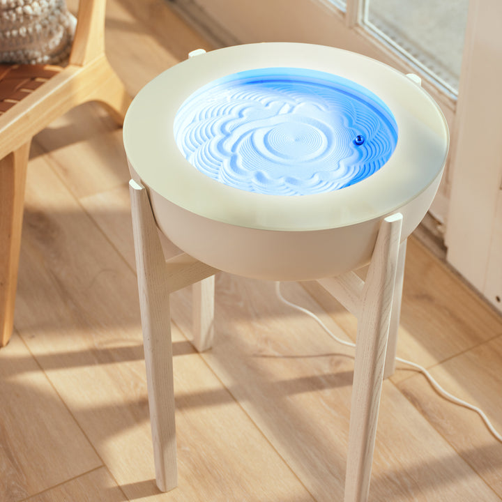 White Wash | drift 16" wood stand displays  the drift sand table, perfect for any space