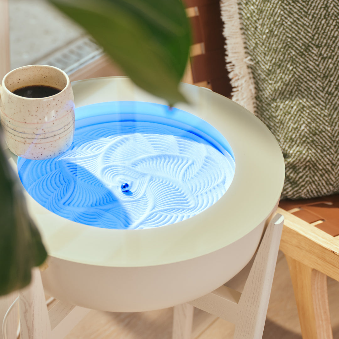 White Wash | drift 16" wood stand props the drift sand table up to also serve as a side table