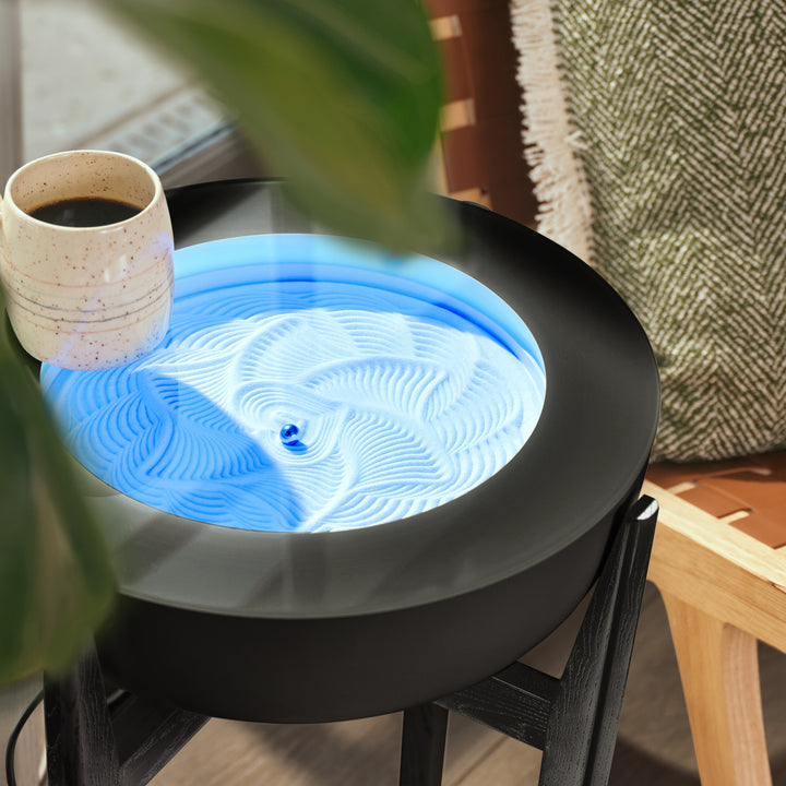 Walnut | drift 16" wood stand props the drift sand table up to also serve as a side table