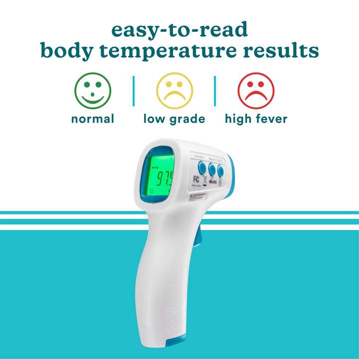 easy-to-read body temperature results- normal, low grade, high fever