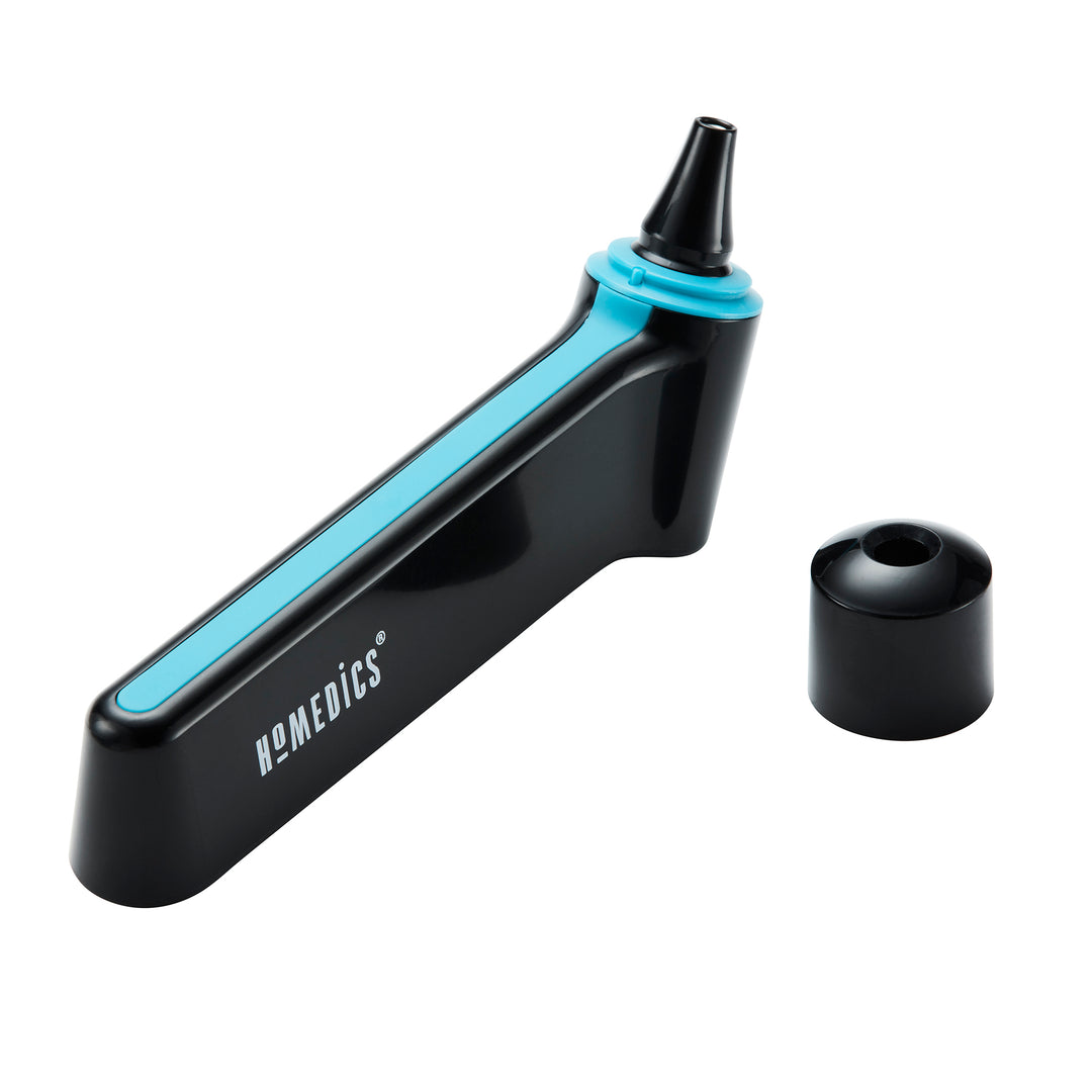 White | Hand holds the white Homedics Infrared Ear and Forehead Thermometer in white