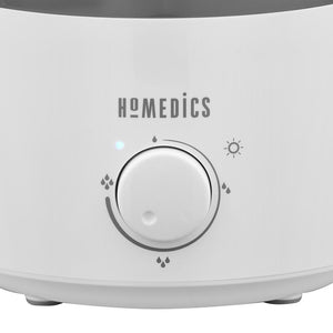 Close-up of the control panel on the Homedics TotalComfort Adjustable Mist Ultrasonic Humidifier