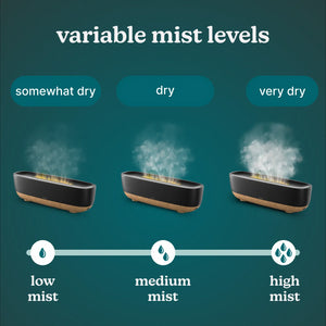 variable mist levels - somewhat dry, dry, very dry - low mist, medium mist, high mist