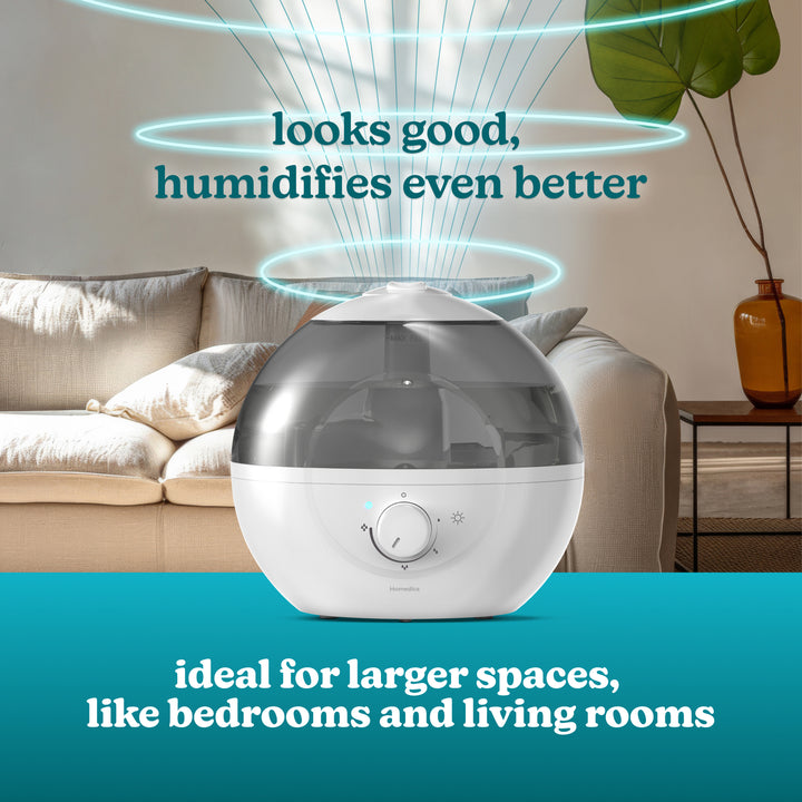 Homedics® Ultrasonic Humidifier CMTF32 is ideal for larger spaces like bedrooms and living rooms