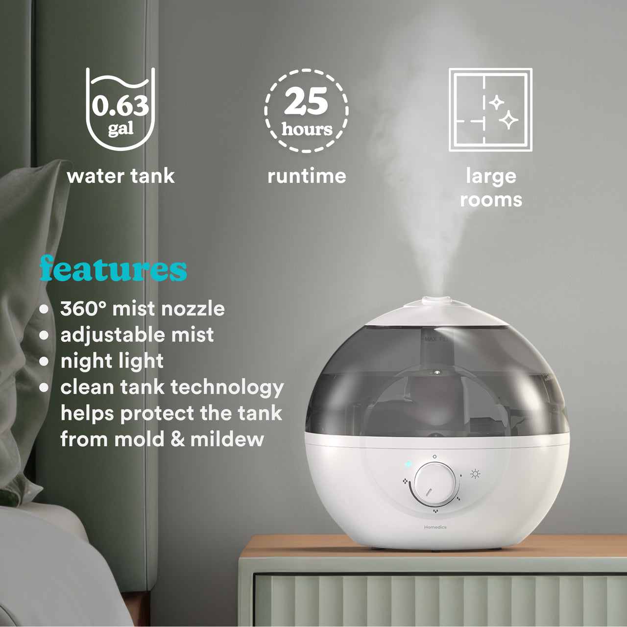 Homedics® Ultrasonic Humidifier CMTF32
