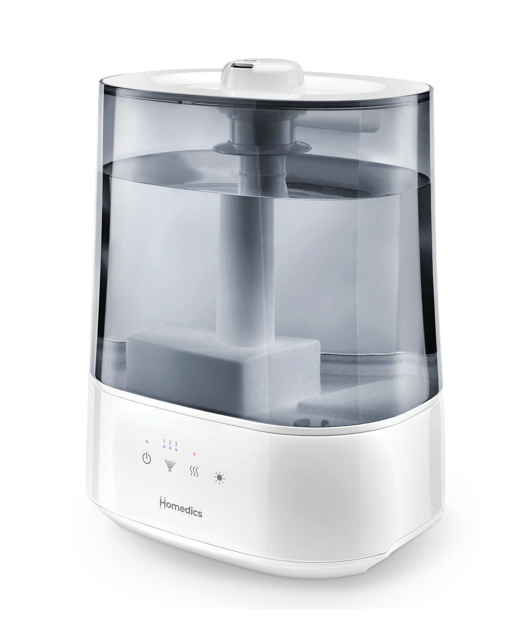 image shows Homedics® Warm/Cool Ultrasonic Humidifier filled with liquid