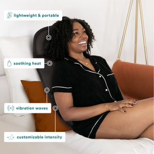 Black | Image displaying the features of the Homedics Portable Back Massage Cushion