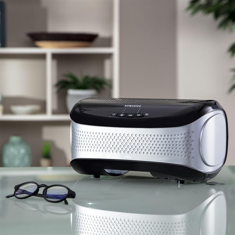 Black | Black Homedics TotalClean Desktop Air Purifier on table