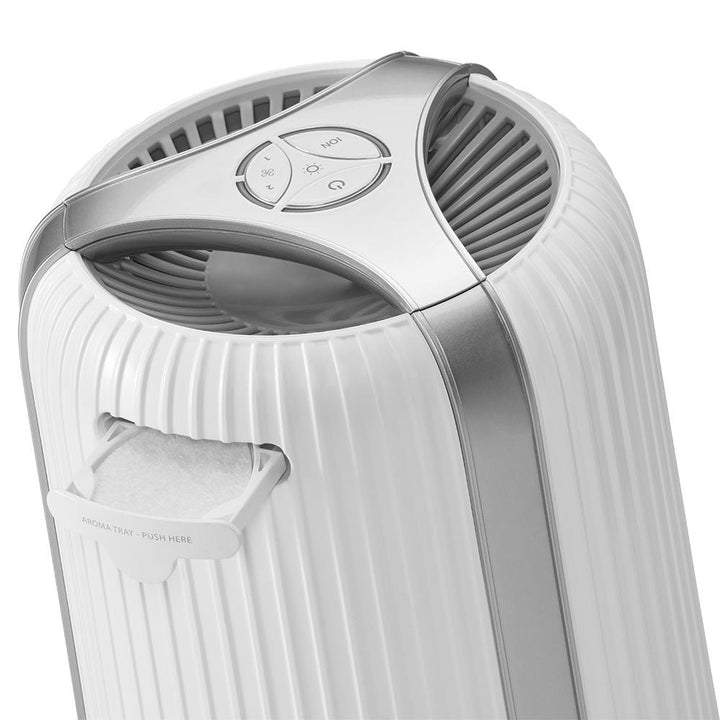White | Close-up view of the essential oils tray on the Homedics TotalClean 4-in-1 Small Room Air Purifier