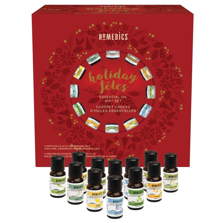 Homedics Holiday 12 Pack Oil Gift Set box with essential oils