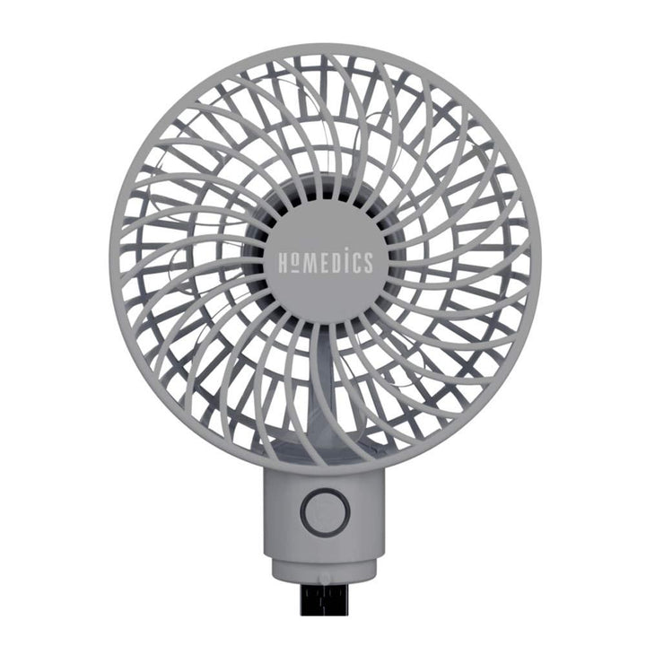 Close-up front view of the Homedics TotalComfort Rechargeable Handheld Fan