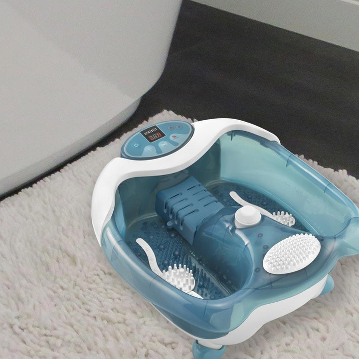 Angled view of the Homedics Premier Pedicure Footbath with Heat Boost Power on floor