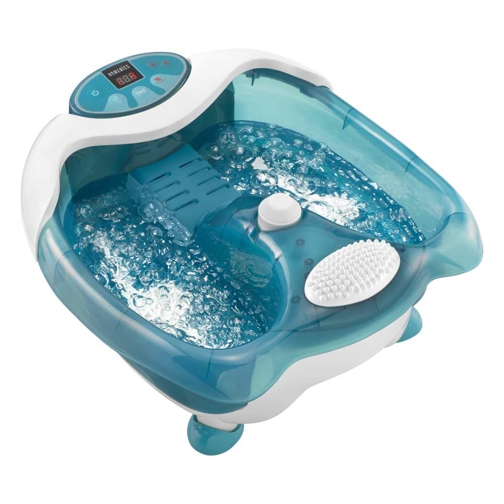 Top-down view of the Homedics Premier Pedicure Footbath with Heat Boost Power while powered on