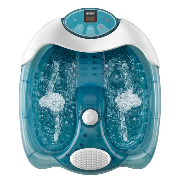 Top-down view of the Homedics Premier Pedicure Footbath with Heat Boost Power while powered on