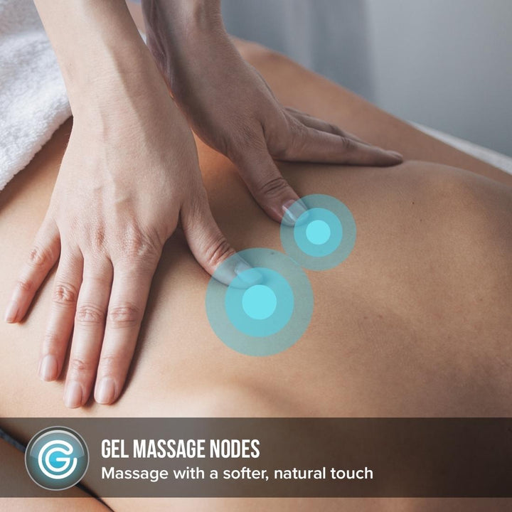 Massaging hands replicate the feeling of a back massage with the Homedics Gentle Touch Gel Deluxe Shiatsu Massage Cushion with Soothing Heat
