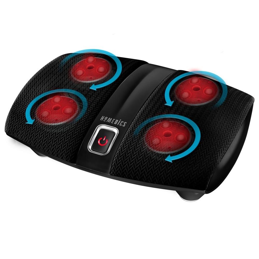 Angled view of the Homedics Shiatsu Elite Foot Massager with Heat with heat and massage elements highlighted