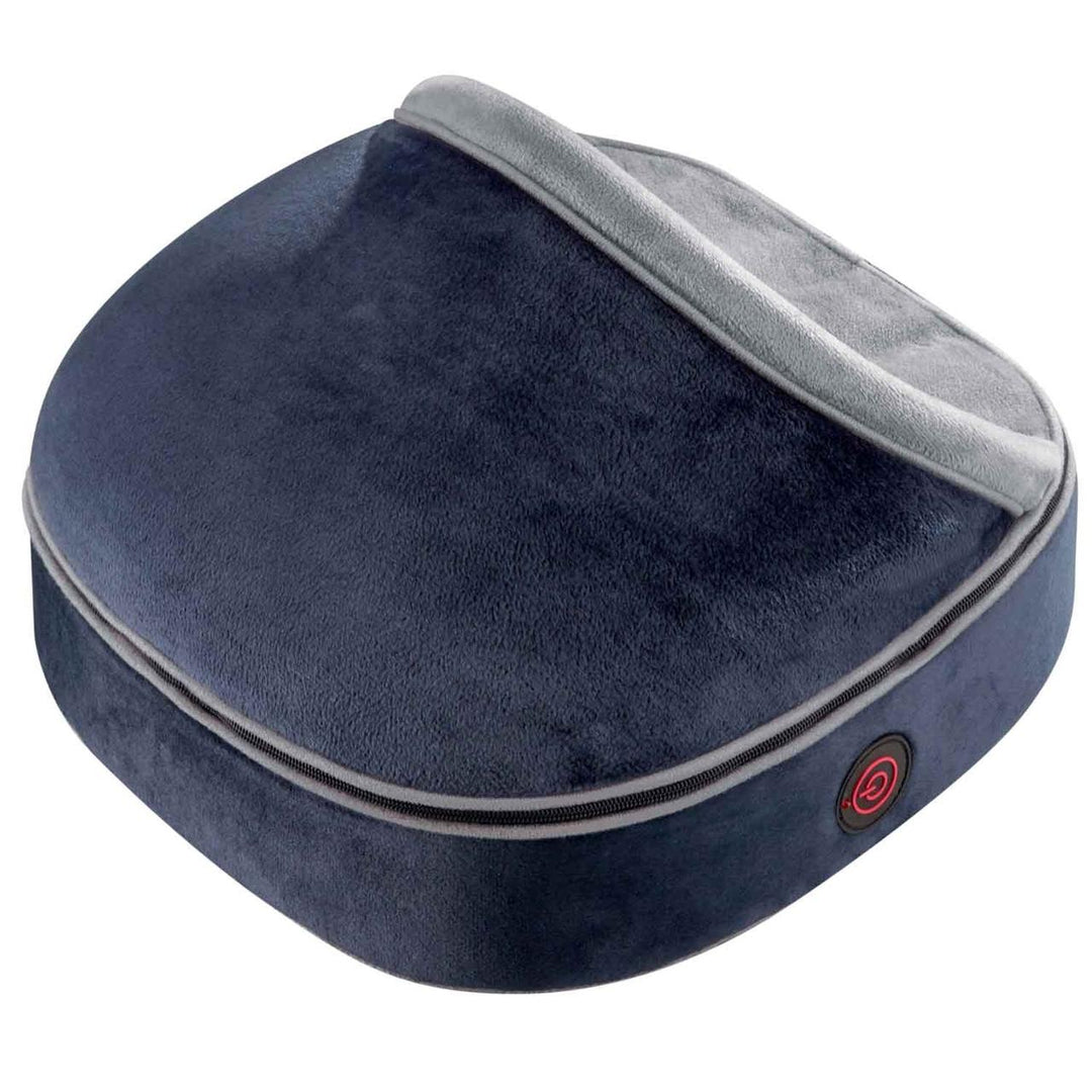 Navy | Angled view of the blue Homedics Double Duty Shiatsu Massager with Soothing Heat