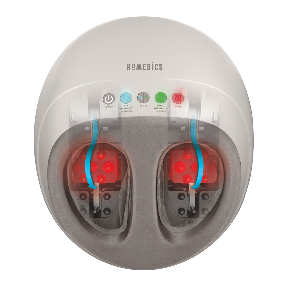 Grey | Top-down view of the Homedics Shiatsu Air Pro Foot Massager with Heat with heat graphics