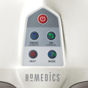 Close-up view of the controls on the Homedics Shiatsu Air 2.0 Foot Massager with Heat