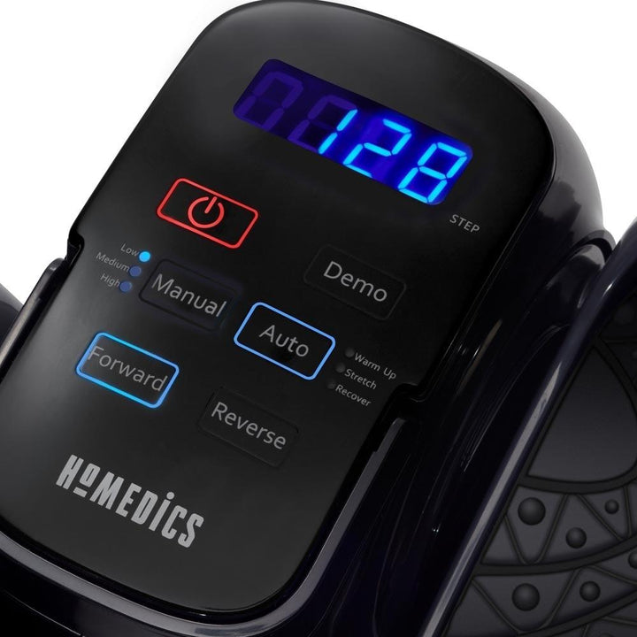Close-up view of controls for the Homedics Stayfit Mini-Stepper