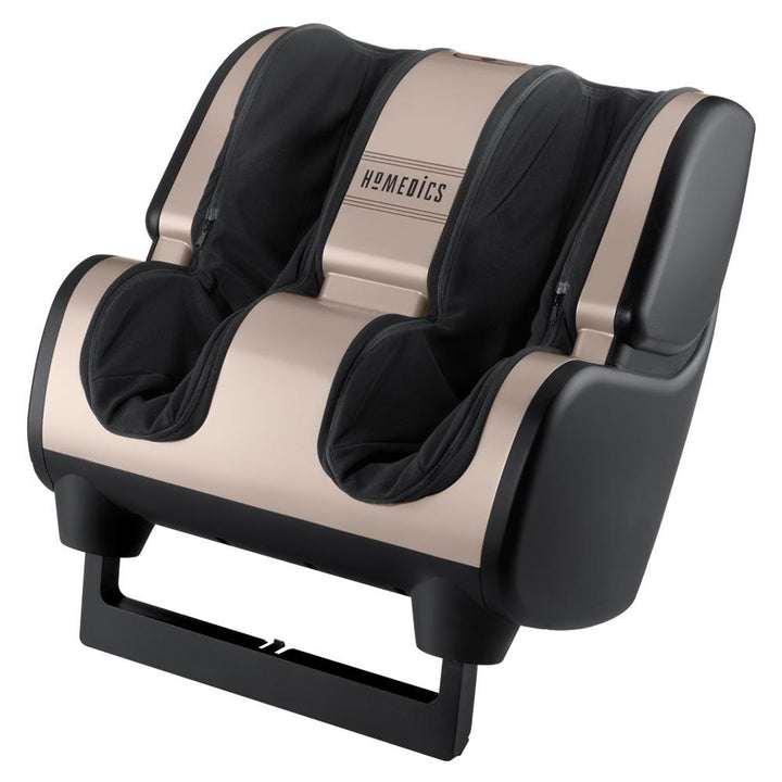 Angled view of the Homedics Therapist Select 2.0 Foot and Calf Massager with Soothing Heat with adjustable tilt