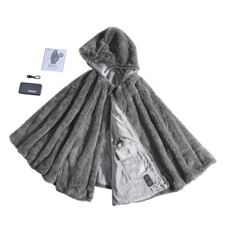 Front view of the Homedics Cordless Massaging Cape with Vibration and Soothing Heat with accessories