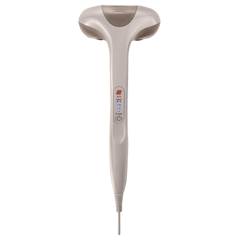 Brown | Back angled view of the Homedics Percussion Action Plus Handheld Massager with Heat