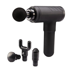 Profile view of the Homedics Therapist Select Percussion Massager with attachments