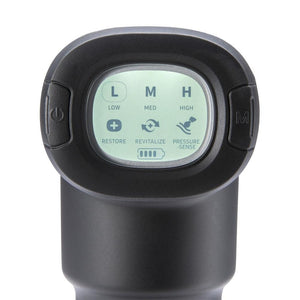 Close-up view of the LCD controls for the Homedics Therapist Select Pro Percussion Massager