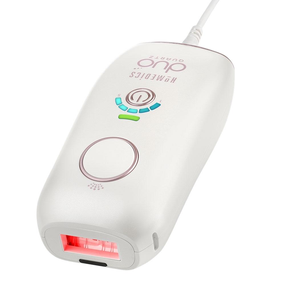 Close-up view of the Homedics Duo Quartz Permanent Hair Reduction with laser device on